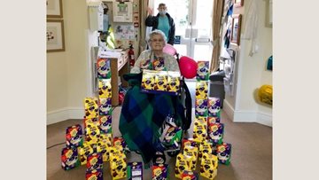 Relative gifts Easter eggs to Westbury care home Colleagues